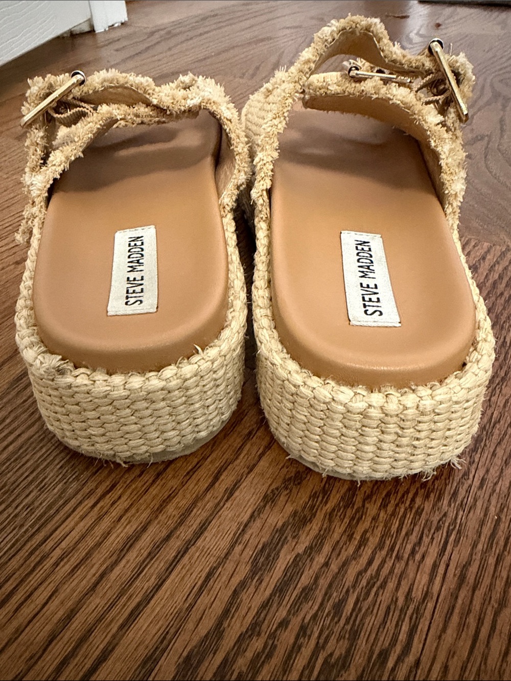 Steve Madden Natural Braided Double-Buckle Slide Sandals - Picture 5 of 5